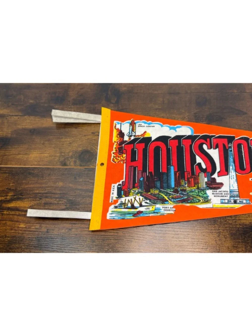 Vintage Houston Texas Souvenir Felt Pennant Landmarks & Attractions 27